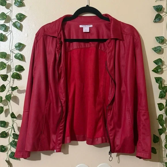 IS SOLD Allison Daley Vibrant Red Leather Jacket - Picture 2 of 7